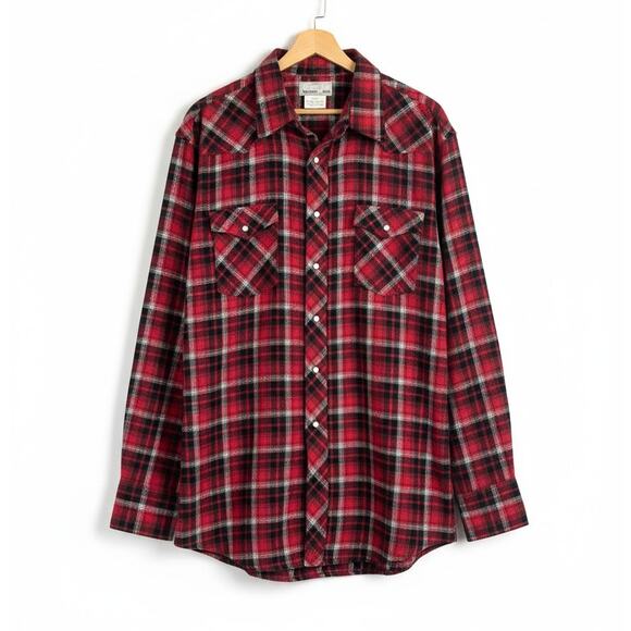 Wrangler Mens 2XT Western Cowboy Grunge 90s Outdoors Flannel Plaid Snap Shirt - Picture 1 of 11